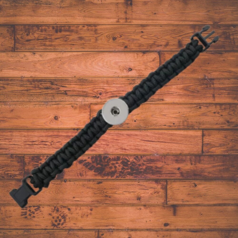 Black Rope Snap Button Bracelet - Picture 3 of 4